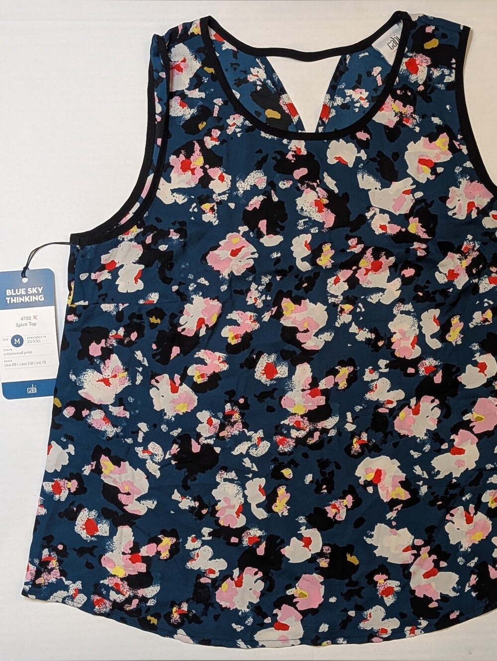 CAbi Spirit Cut Out Floral Sleeveless Top